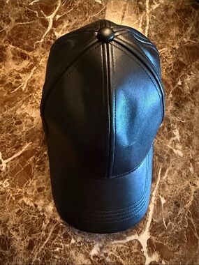 Steve Madden NWOT Black Faux Leather Baseball Cap